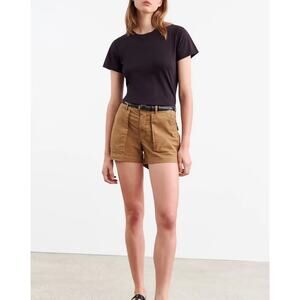 Nili Lotan Shorts Womens 2 Tawny Utility Cotton Stretch Casual High Rise Summer